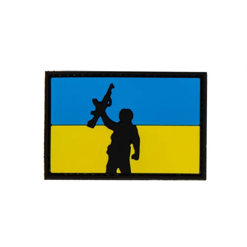 Ukrainanlippu Sotilaan Siluetilla.